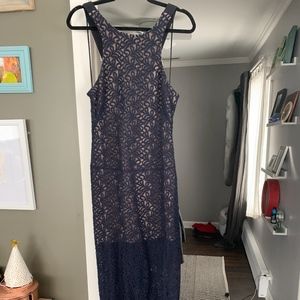 High Neck Lace Navy high to low Free People Dress